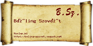 Báling Szovát névjegykártya